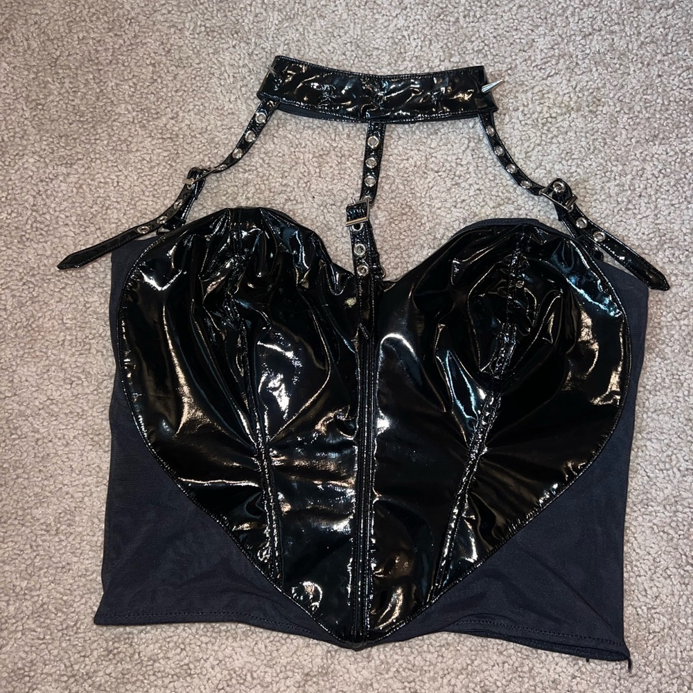 widow leather halter top